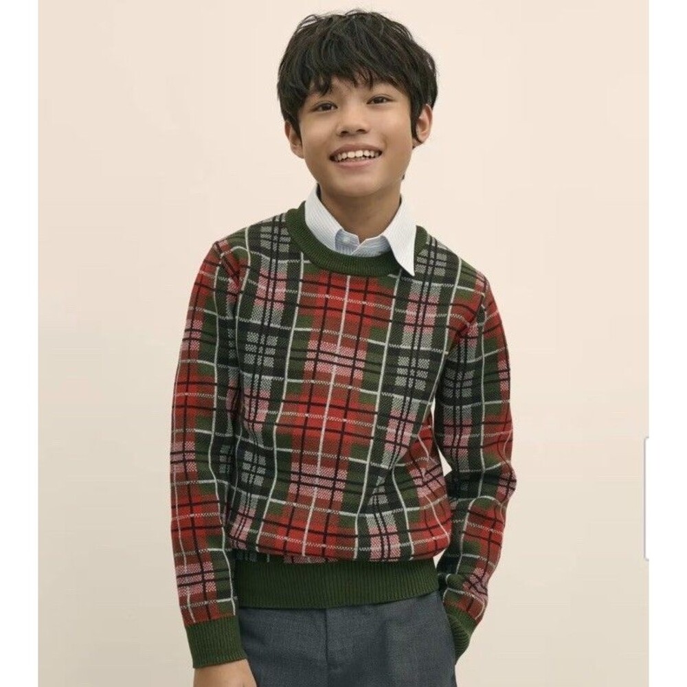 Brooks Brothers Boys Tartan Sweater Green Size 12Y (Large)